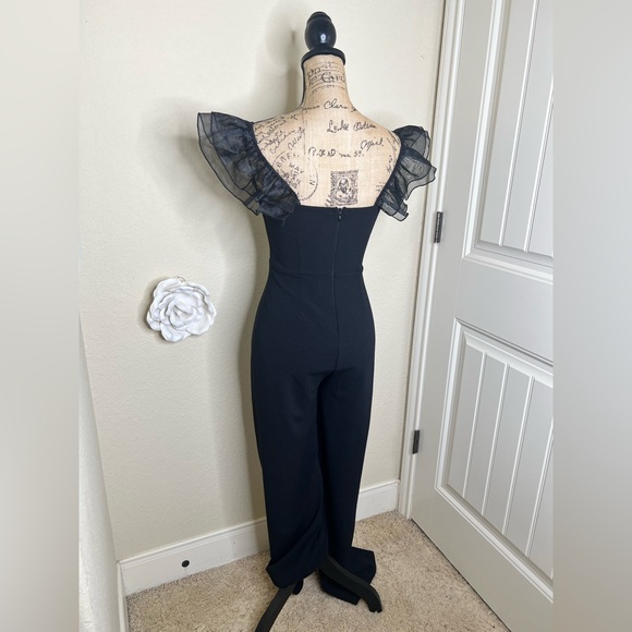 NTM: Lulus Luxe Position Black Ruffled Wide Leg Jumpsuit Size Small - Picture 14 of 16